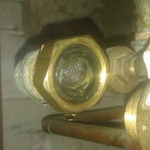 wire mesh filter in a threaded plumbing joint